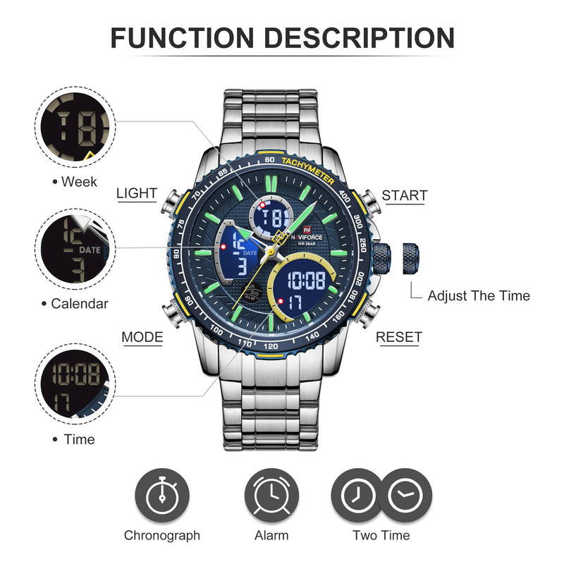 Relógio NAVIFORCE Chronograph – Força no visual, precisão no pulso