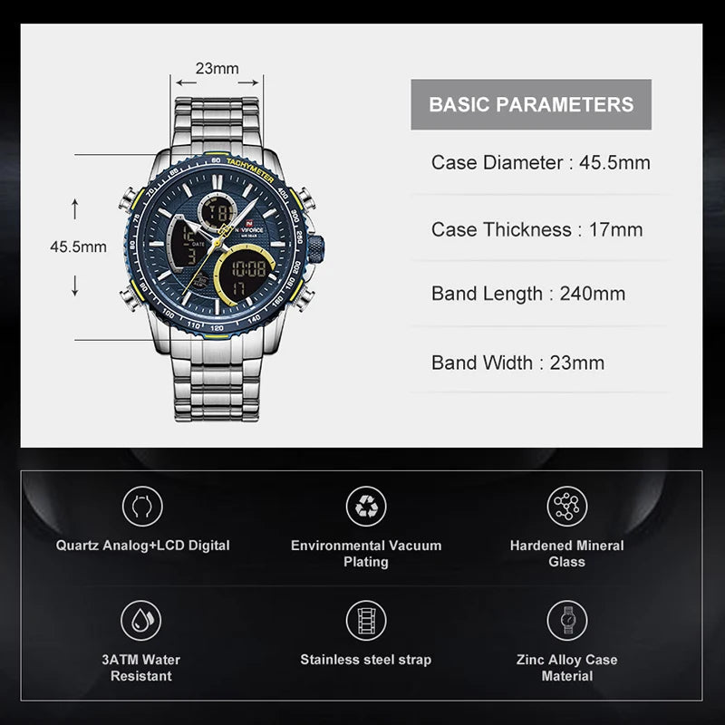 Relógio NAVIFORCE Chronograph – Força no visual, precisão no pulso