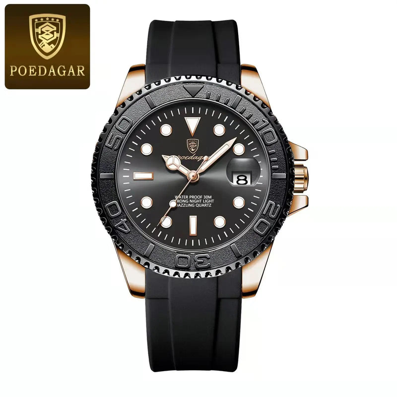 Relógio Masculino POEDAGAR de Aço Inoxidável – Estilo Executivo com Resistência e Elegância