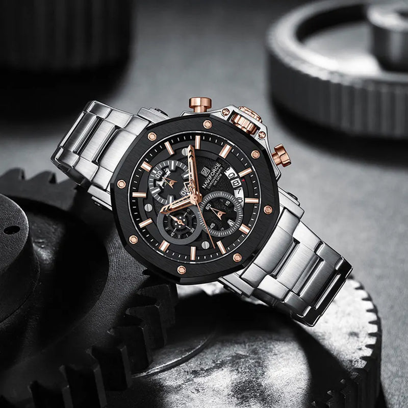 NAVIFORCE 8065 – Relógio de aço para homens que não gostam de perder tempo