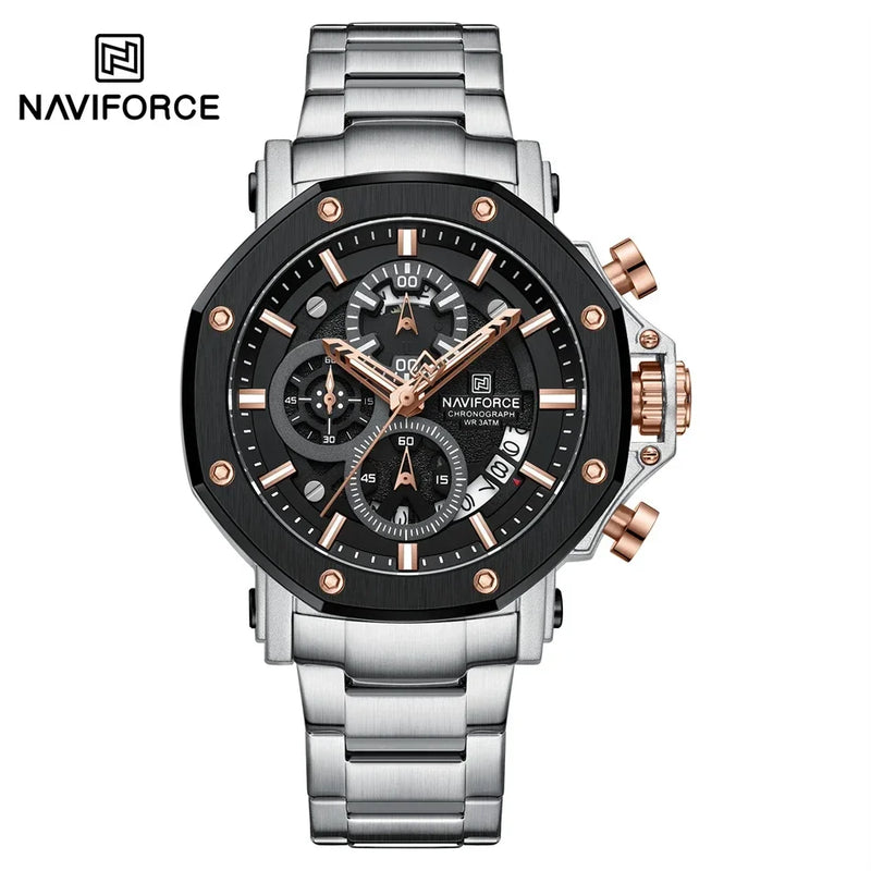 NAVIFORCE 8065 – Relógio de aço para homens que não gostam de perder tempo