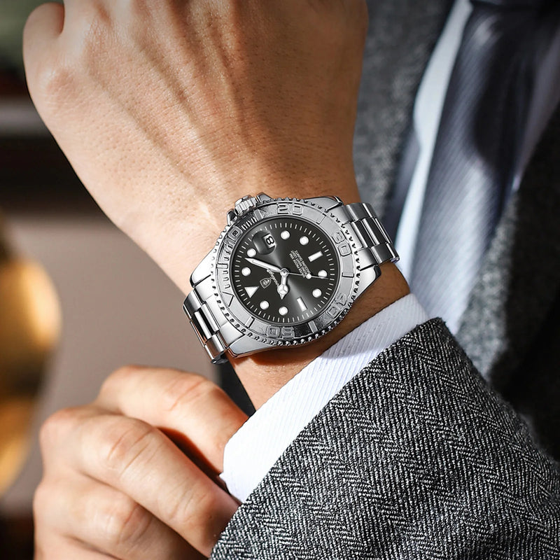 Relógio Masculino POEDAGAR de Aço Inoxidável – Estilo Executivo com Resistência e Elegância