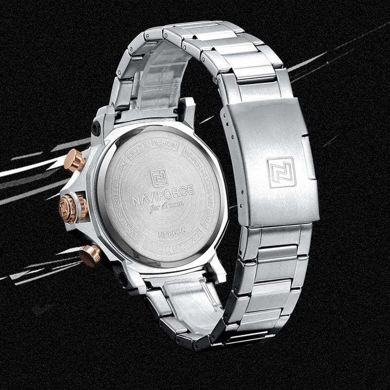 NAVIFORCE 8065 – Relógio de aço para homens que não gostam de perder tempo