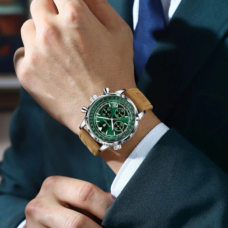 Relógio Masculino POEDAGAR  com Pulseira de Couro – Design Imponente e Estilo Atemporal!